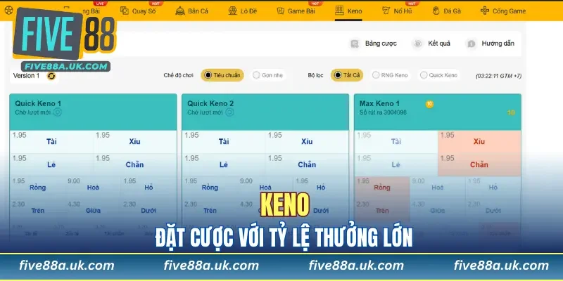 Đặt cược keno với nhiều hình thức